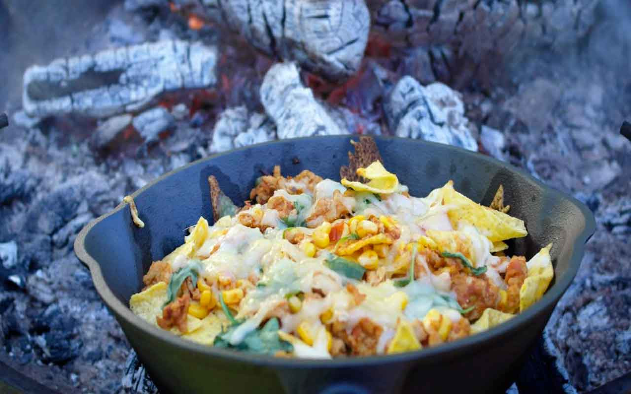 Bålnachos fra outdoorcooking.dk